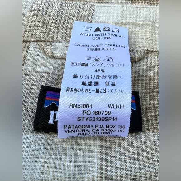 Patagonia Men’s Hemp Cotton Plaid Shirt L Short Sleeve Button-Down Tan - Picture 6 of 10